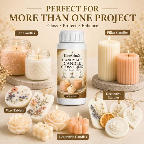 KineShineX Flüssiges Glanzmittel für handgefertigte Kerzen, zum Polieren, Schützen und Pflegen von Duftkerzen zum Selbermachen (1/5)