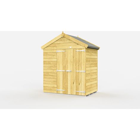 6 x 4 Feet Apex Shed - Double Door Without Windows - Wood - L127 x W175 x H217 cm