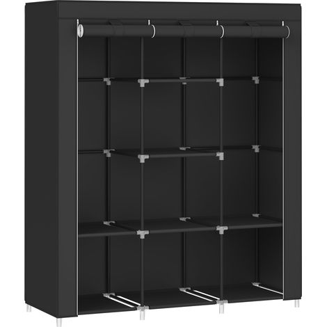 SONGMICS Armadio di Tessuto, Guardaroba Portatile, Organizzatore Porta Abiti con Copertura in Tessuto Non Tessuto, Appendiabiti, Ripiani, 45 x 130 x 168 cm, Alto Portante, Nero Inchiostro RYG096B01 (1/5)