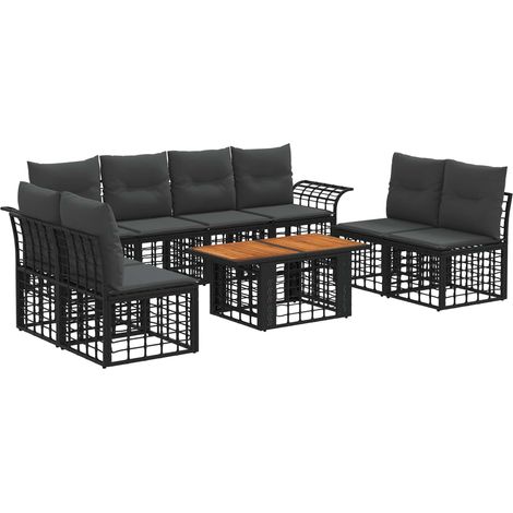 Set Divano da Giardino 9 pz Nero e Grigio scuro polyrattan vidaXL (1/5)