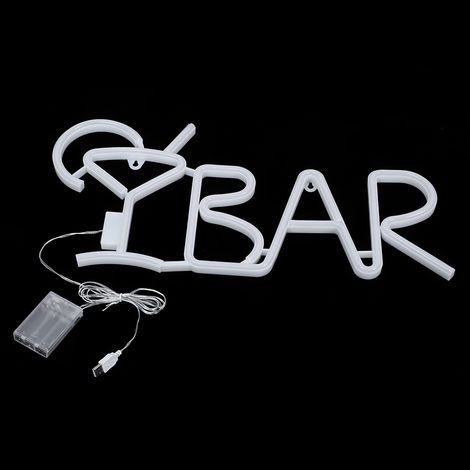 Enseigne lumineuse LED néon en forme de lettres BAR, idéale pour les fêtes, les bars et la décoration intérieure (bleu). (1/5)