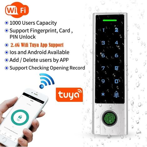 Tuya Controllo Accessi Smart WiFi con Tastiera Touch e Lettore Carte per Esterni  Tastiera + Impronta Digitale (1/5)