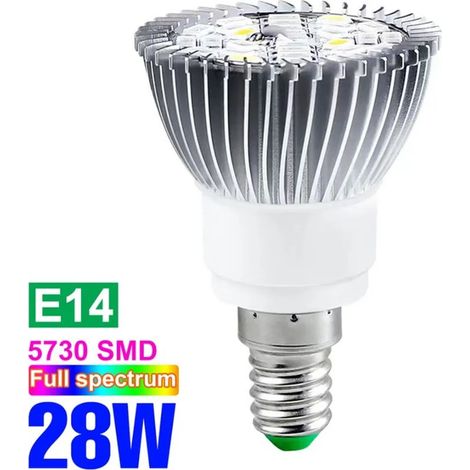Lampes de croissance pour plantes Ampoule LED de croissance pour plantes (E14 28W - (85-265V), spectre complet) - Lampe horticole Fitolamp pour serres et cultures hydroponiques. (1/5)