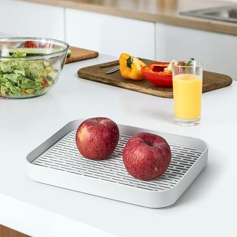 Tier Dish Drying Rack with Drip Tray, Tea Tray for Cups, Fruit Bowls, Coffee Utensils (1/3)