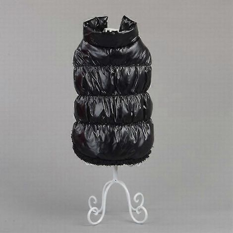 Winterliche Hundebekleidung für Französische Bulldoggen, Hundebekleidung für kleine Hunde, wattiertes warmes Outfit, Mantel/Jacke für Chihuahuas, Haustierbekleidung, schwarz, ärmellos (1/5)