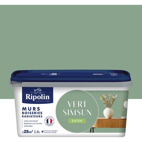 Innenfarbe für Wände, Holzverkleidungen und Heizkörper, seidenmatt, RIPOLIN, Simsun Grün, 2,5 Liter RIPOLIN