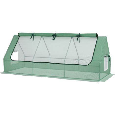 Mini-Gewächshaus, wetterbeständig, aufrollbares Fenster, 240 cm x 90 cm x 90 cm, Grün