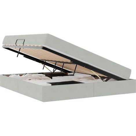 Letto con contenitore e materasso Grigio chiaro 160 x 200 cm vidaXL (1/5)