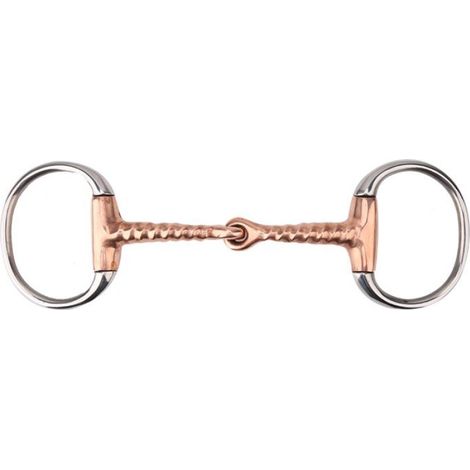 Mors à olive en acier inoxydable à mâcher pour cheval avec bouche en tire-bouchon en cuivre (1/4)