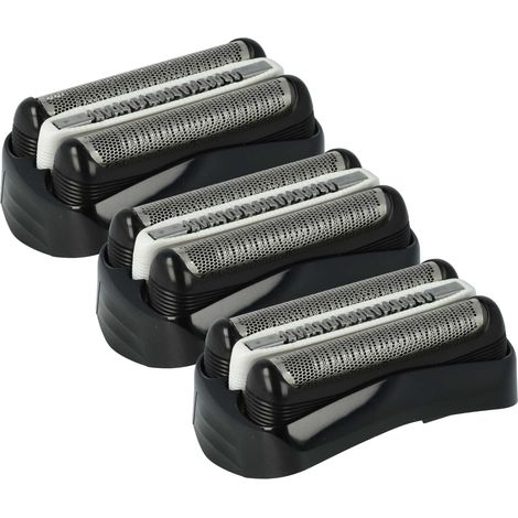 vhbw 3x Ersatz-Scherköpfe kompatibel mit Braun neue Generation 3080s, 3070cc, 3090cc Elektrorasierer, Schwarz