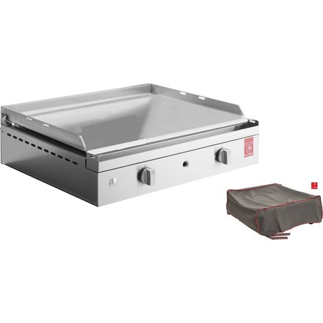 Plancha PLANET à gaz - CHEF 55 Lisse + Housse PLANET à gaz - 2 brûleurs - Inox 304 Alimentaire (1/4)