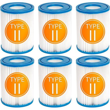 Cartouches Filtrantes de Rcompatibles avec Best-Way Type II 58094 Le Filtre de Piscine Gonflable, Compatible avec Lay-Z Spa Le Filtre de Bain à Remous, Dimensions 4,2" x 5,4, Lot de 6 (1/5)
