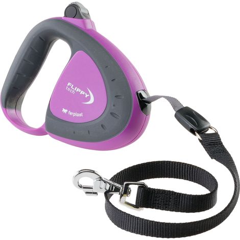 Ferplast FLIPPY TECH TAPE Guinzaglio avvolgibile con sistema di controllo brevettato. In vari colori e misure.. Variante M - Misure: 14 x 3.5 x h 11 cm - Viola