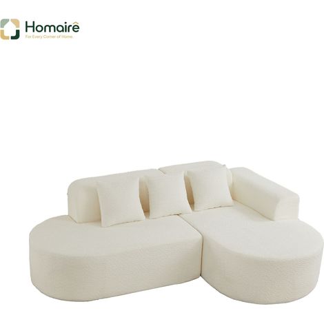 Ecksofa aus beigem Samt 200 x 200 cm HOMAIRE (1/5)