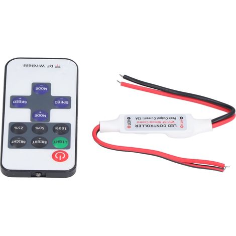 Funkfernbedienung mit 11 Tasten, Mini-LED-Dimmer mit roter und schwarzer Kabelschnittstelle (1/5)