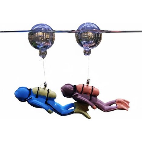 Décoration de boule flottante pour aquarium - JINFGERNE - Figurines animées en PVC non toxique, mouvement réaliste et installation facile, stimule l'exploration des poissons