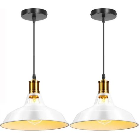 U-Do 2Pcs Lustre Réglable Vintage Lampe en Métal Blanc Rétro Suspension Luminaire éclairage décoration Chambre Salon (1/4)
