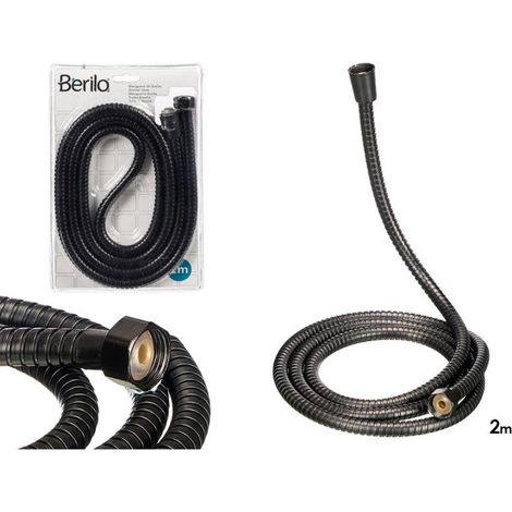 BERILO mango ducha 2 m negro , Flexo de ducha negro 2 m, diseñado para ofrecer una mayor libertad de movimiento y una conexión segura entre el grifo y el mango de ducha.
Caracterí (1/3)