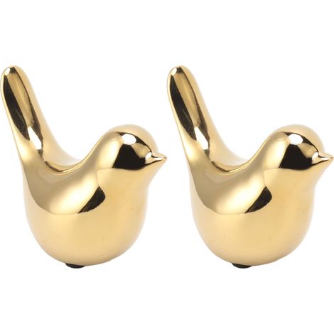2 Pièces Oiseau Céramique Électrodoré Grand Décor Moderne Style Nordique Figurine Abstraite pour Bureau Maison Cadeau (1/5)