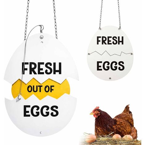 Plaque en métal « Farm Fresh Eggs » – Décoration murale amusante pour la ferme, l'extérieur, la cuisine, le bar, le club (B) (1/5)