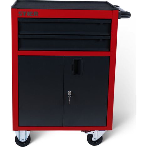 Chariot d'atelier STIER Basic Compact, vide, avec couvercle en plastique