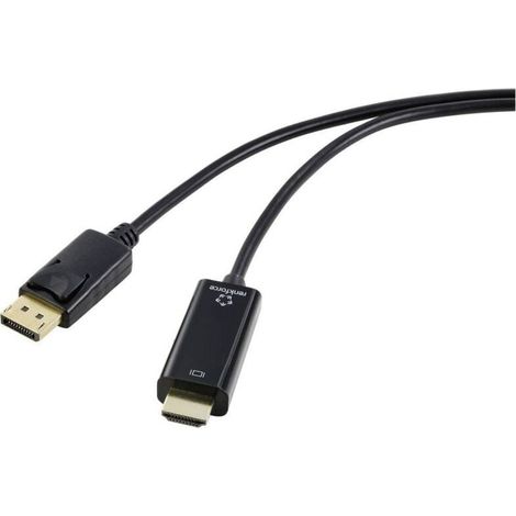 Trywise DisplayPort / HDMI Câble adaptateur Fiche mâle DisplayPort, Fiche mâle HDMI-A 2.00 m noir RF-5179188 Câble DisplayPort S603012 (1/4)