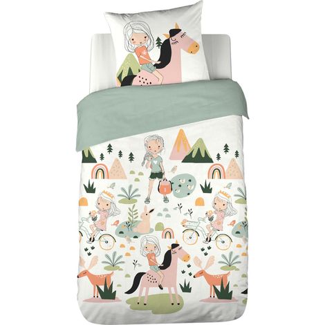 Parure de lit enfant 100% coton motif cheval (1/5)
