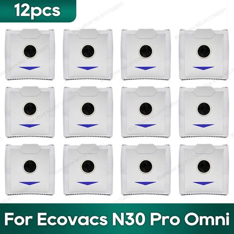 Accessoires pour aspirateur robot Ecovacs Debot N30 Omni / N30 Pro Omni : brosse principale, filtre HEPA, sac à poussière en tissu.