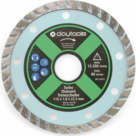 DAYTOOLS Disque à tronçonner diamanté avec bord turbo, 115 mm (1/2)