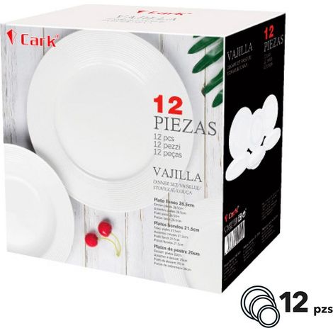 Vajilla blanca clásica 12 piezas diámetro 26.5 cm