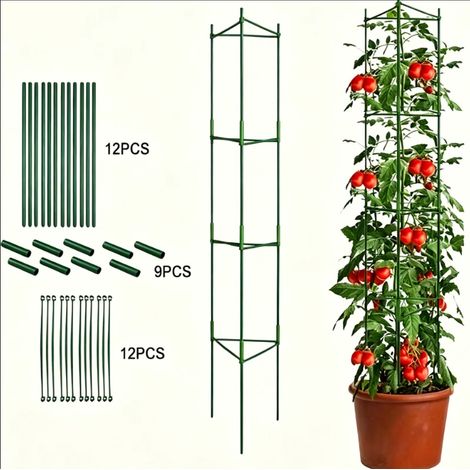 Tomatenstütze (1 Stück) — Gartenpflanzenstützrahmen — Pflanzenstab bis 120 cm Höhe — Spezielle Stütze für Topfpflanzen — Pflanzensäule