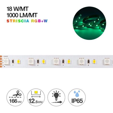Striscia Led RGB+W 24V 90W IP65 PCB 12.5mm bobina da 420 SMD 2835 e 4040 (1/5)