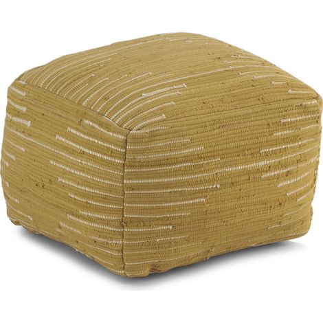 Pouf en coton doré fait main multifonction assise cosy - moutarde doré clair (1/3)