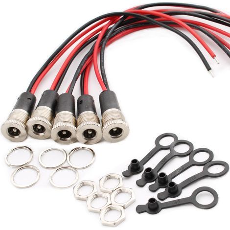 5er-Pack DC-Lötverbinder (5,5 x 2,1 mm), 12 V, 10 A Netzteil, Einbauversion mit 15 cm Kabel (1/5)