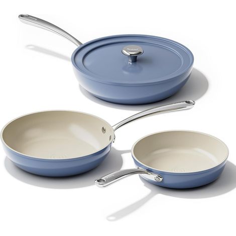 Bratpfannen-Set Keramik Antihaft 20/24/28cm Induktion Backofenfest Blau
