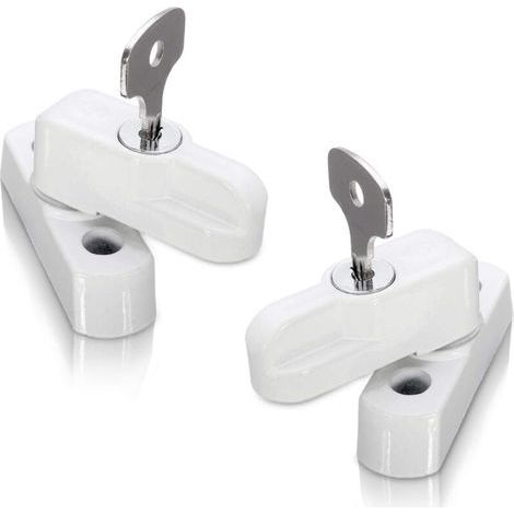 Bloqueurs de porte et de serrures de fenêtre pour portes. fenêtres en PVC et pour portes françaises. bloqueurs de châssis pour portes et fenêtres à double vitrage (Lot de 2. blanc) (1/4)