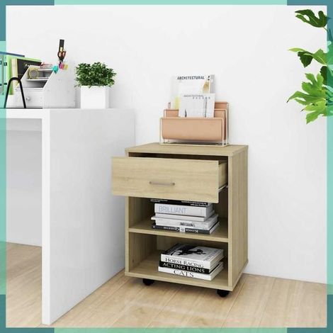 808470 Armoire à roulettes Chêne sonoma 46x36x59 cm Bois d’ingénierie (1/5)