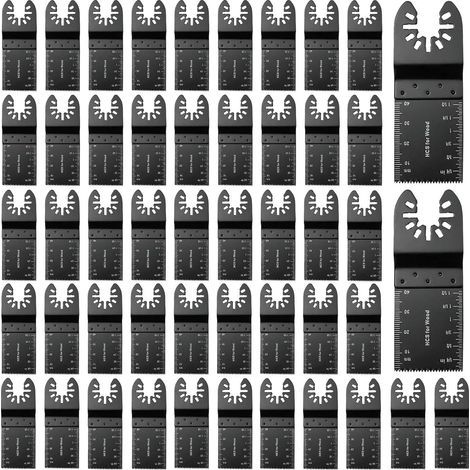 Lot de 50 - Lame de scie oscillante - Accessoire outil multifonction - Coupe bois métal plastique - Acier carbone - Noir - 35 mm (1/5)