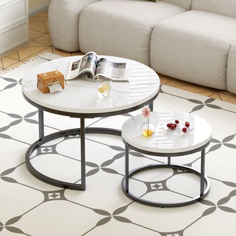 Couchtisch 2-teiliges Set Nesting Satztisch ⌀70x45 cm + ⌀45x35 cm (1/5)