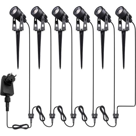 Lot de 6 Éclairage Extérieur à Piquer, 6 x 3W Spots LED Extérieur, Lampes Jardin avec Piquet, Etanche IP65 Lumière Extérieur LED Projecteur (1/5)