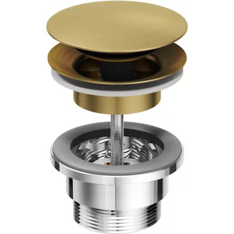 Jacob Delafon – Bonde de lavabo click 1 1/4" – Laiton brossé – Compatible tous types de vasques – Mécanisme facile à installer (1/2)