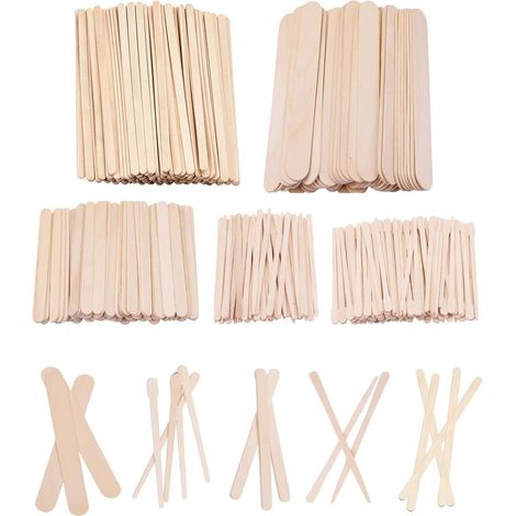 250 Pièces Spatule Cire Epilation, Bâtonnets de Cire pour Sourcils, Spatules en Bois pour Sourcils, Spatule Epilation Visage, pour le Visage, le Corps, les Lèvres, 5 Tailles (1/5)
