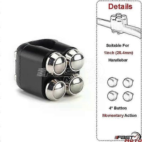 234 Buttons Motorcycle Switch 25mm 22mm Handle Bar Controller Switches Starter Horn Universal 1" Handlebar Switch Cafe Racer( 25mm black chrome-b) (1/5)