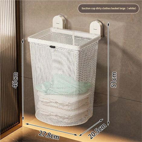Panier à linge mural à ventouse, panier de rangement pliable pour salle de bain (1/5)