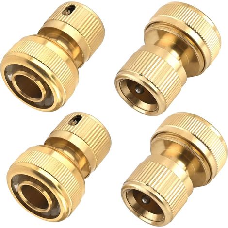 (19 mm) 4er-Pack Messing-Schnellkupplungen für Gartenschläuche, 3/4", Düse für Küche, Garten und Außenbereich