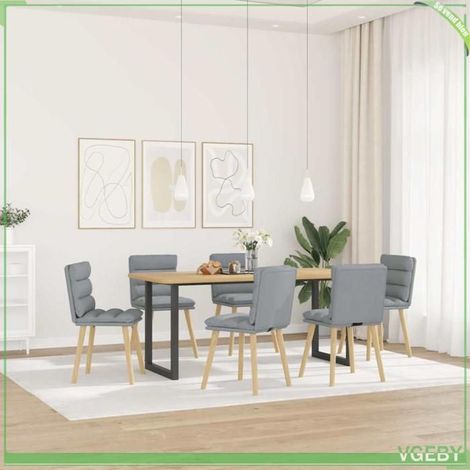 Chaise de salle à manger - 3315663 - gris clair - tissu 100% polyester - lot de 6 (1/5)