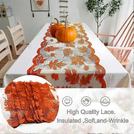 Tischläufer aus Ahornblatt-Spitze, dekorative Herbsttischdecke für Thanksgiving-Feiern, Erntezeit, eleganter Tischschmuck (1/5)