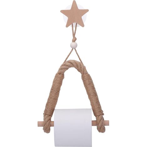 Porte Papier Toilette , Derouleur Papier Toilette , Support Papier WC , Porte-Papier Salle de Bain Support de Rouleau de Serviette Toilette Corde , Solide et Robuste (Star)-Fei Yu (1/5)