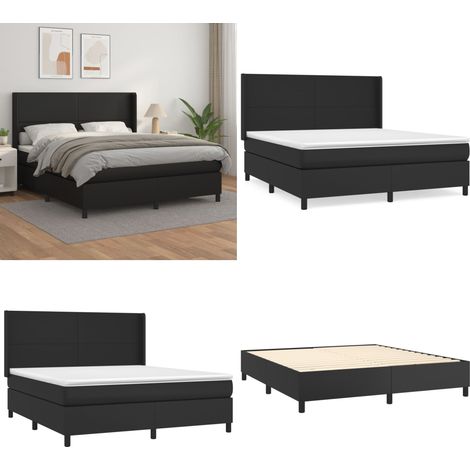 Sommier à lattes de lit avec matelas Noir 160x200 cm - Lit Plateforme - Lit Double - Literie - Chambre À Coucher - Meuble De Rangement - Home & Living