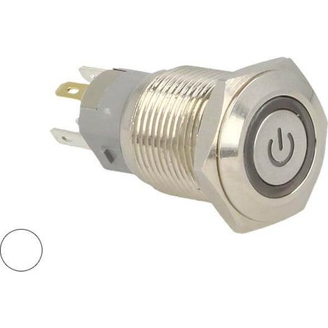 Interruttore Pulsante Bilanciere Rotondo 5 Pin Metallo Con Spia Led Bianco Freddo 12V Auto Barca Foro 16mm (1/3)